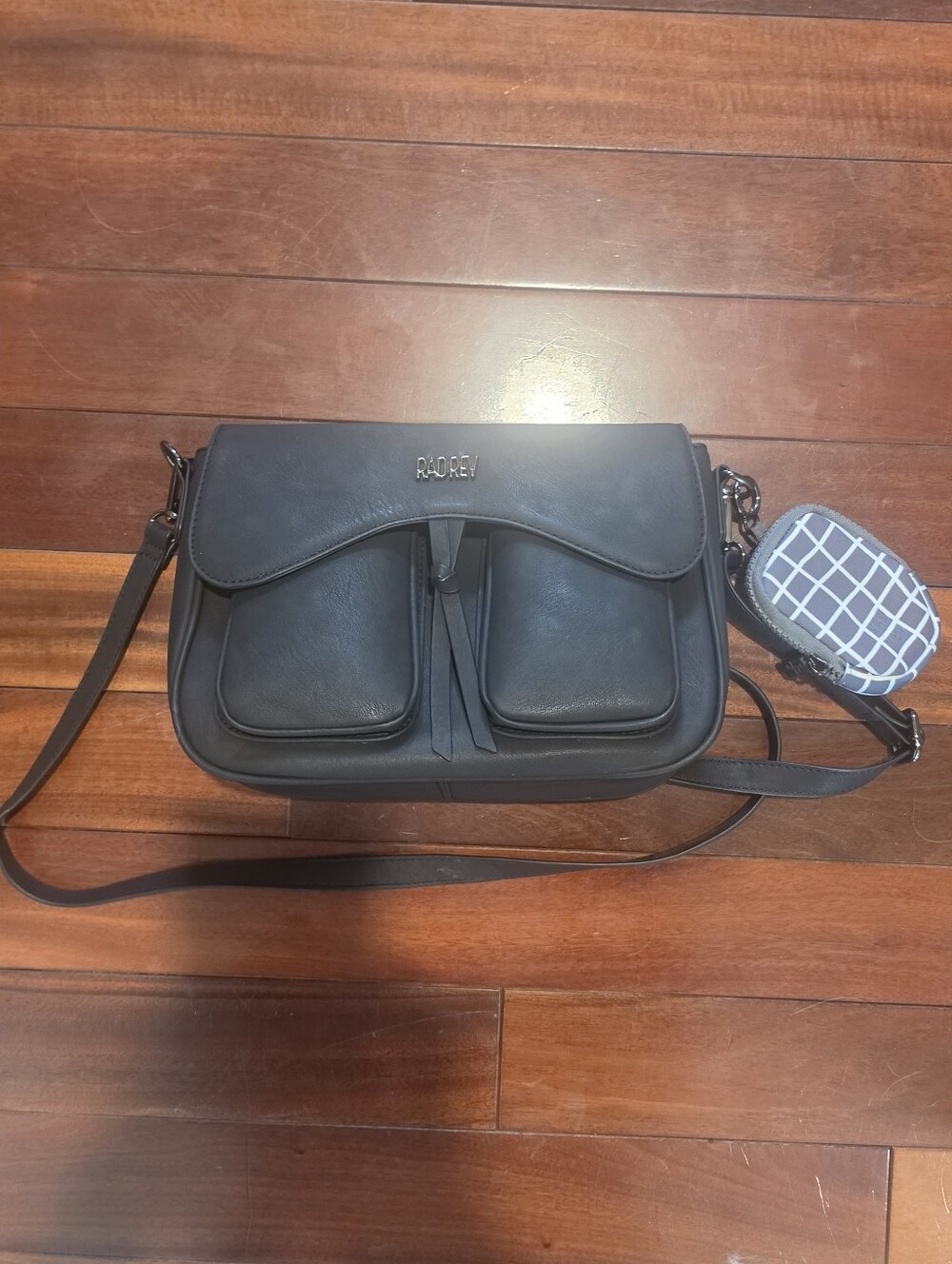 Rad Rev Saddle Bag In Matte Black and Matching Pod Pouch In Grey Grid - Picture 1 of 4